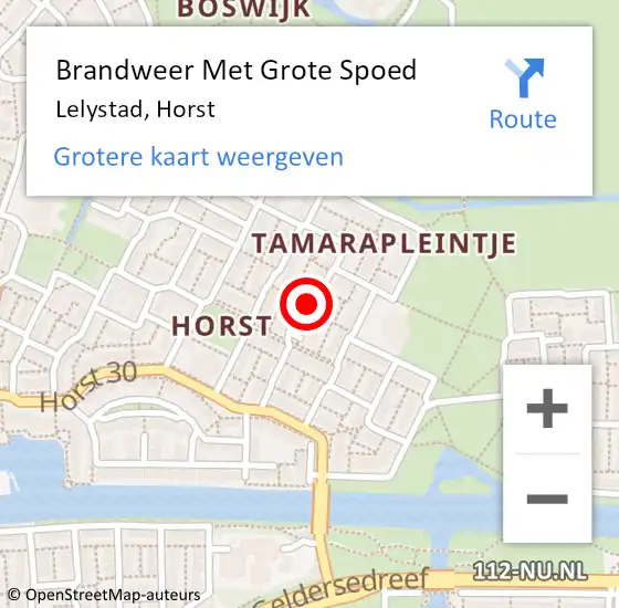 Locatie op kaart van de 112 melding: Brandweer Met Grote Spoed Naar Lelystad, Horst op 17 maart 2017 02:49