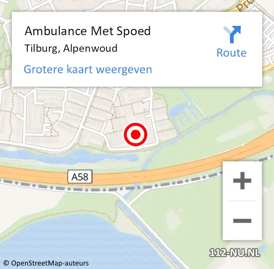 Locatie op kaart van de 112 melding: Ambulance Met Spoed Naar Tilburg, Alpenwoud op 17 maart 2017 03:32