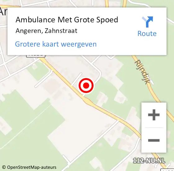 Locatie op kaart van de 112 melding: Ambulance Met Grote Spoed Naar Angeren, Zahnstraat op 17 maart 2017 06:30