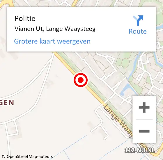 Locatie op kaart van de 112 melding: Politie Vianen Ut, Lange Waaysteeg op 17 maart 2017 06:39