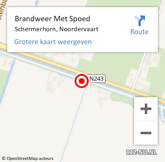 Locatie op kaart van de 112 melding: Brandweer Met Spoed Naar Schermerhorn, Noordervaart op 17 maart 2017 07:16