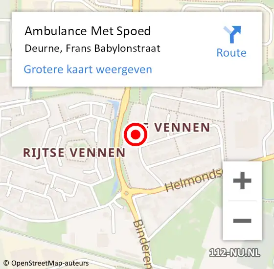 Locatie op kaart van de 112 melding: Ambulance Met Spoed Naar Deurne, Frans Babylonstraat op 17 maart 2017 07:49