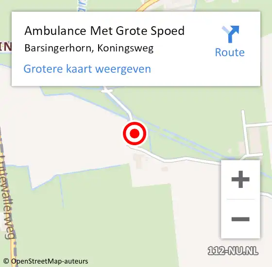 Locatie op kaart van de 112 melding: Ambulance Met Grote Spoed Naar Barsingerhorn, Koningsweg op 17 maart 2017 08:00