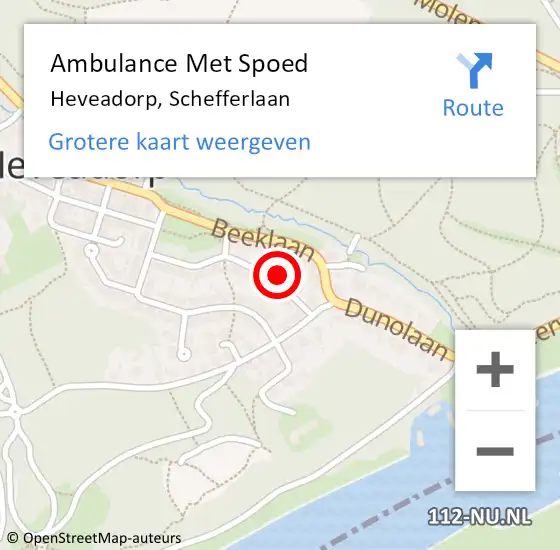 Locatie op kaart van de 112 melding: Ambulance Met Spoed Naar Heveadorp, Schefferlaan op 14 januari 2014 09:02