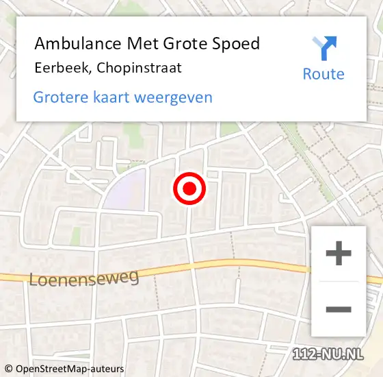 Locatie op kaart van de 112 melding: Ambulance Met Grote Spoed Naar Eerbeek, Chopinstraat op 17 maart 2017 08:31