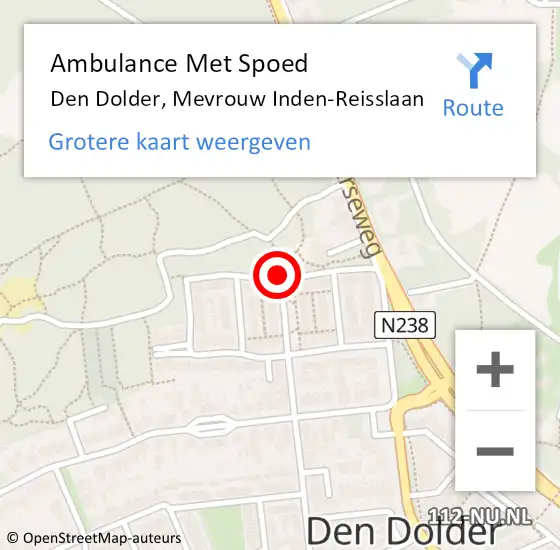 Locatie op kaart van de 112 melding: Ambulance Met Spoed Naar Den Dolder, Mevrouw Inden-Reisslaan op 14 januari 2014 09:04