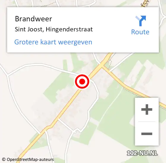 Locatie op kaart van de 112 melding: Brandweer Sint Joost, Hingenderstraat op 17 maart 2017 08:46