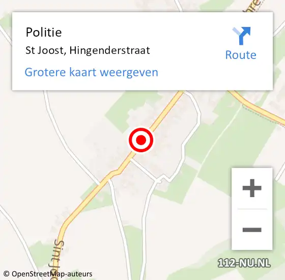 Locatie op kaart van de 112 melding: Politie St Joost, Hingenderstraat op 17 maart 2017 08:50