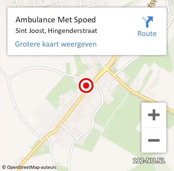 Locatie op kaart van de 112 melding: Ambulance Met Spoed Naar Sint Joost, Hingenderstraat op 17 maart 2017 08:52