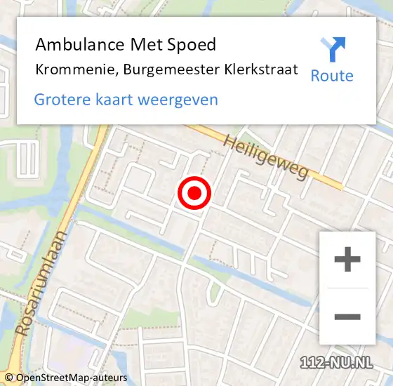 Locatie op kaart van de 112 melding: Ambulance Met Spoed Naar Krommenie, Burgemeester Klerkstraat op 17 maart 2017 08:54