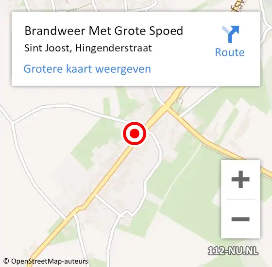 Locatie op kaart van de 112 melding: Brandweer Met Grote Spoed Naar Sint Joost, Hingenderstraat op 17 maart 2017 08:59