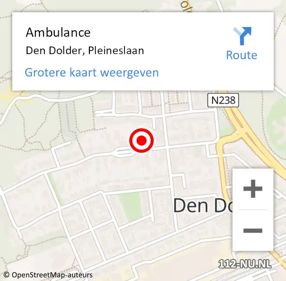 Locatie op kaart van de 112 melding: Ambulance Den Dolder, Pleineslaan op 17 maart 2017 09:29