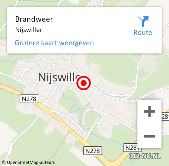 Locatie op kaart van de 112 melding: Brandweer Nijswiller op 17 maart 2017 09:47