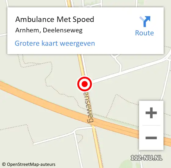Locatie op kaart van de 112 melding: Ambulance Met Spoed Naar Arnhem, Deelenseweg op 17 maart 2017 10:09