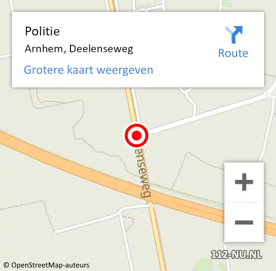 Locatie op kaart van de 112 melding: Politie Arnhem, Deelenseweg op 17 maart 2017 10:13