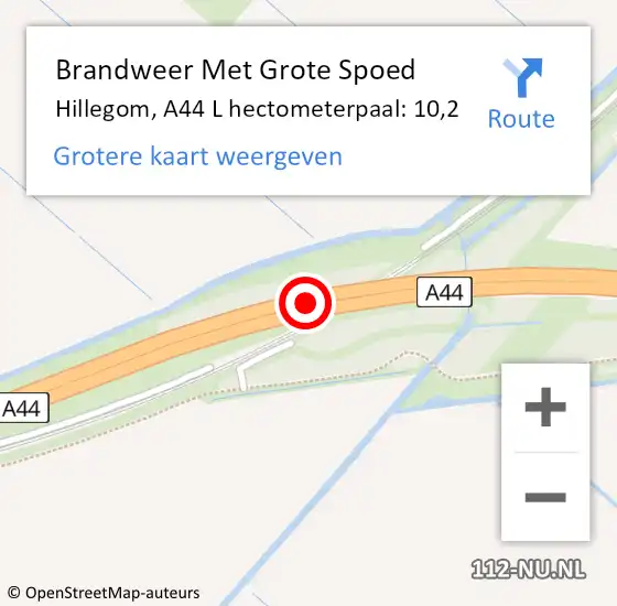 Locatie op kaart van de 112 melding: Brandweer Met Grote Spoed Naar Hillegom, A44 L hectometerpaal: 7,4 op 17 maart 2017 10:39
