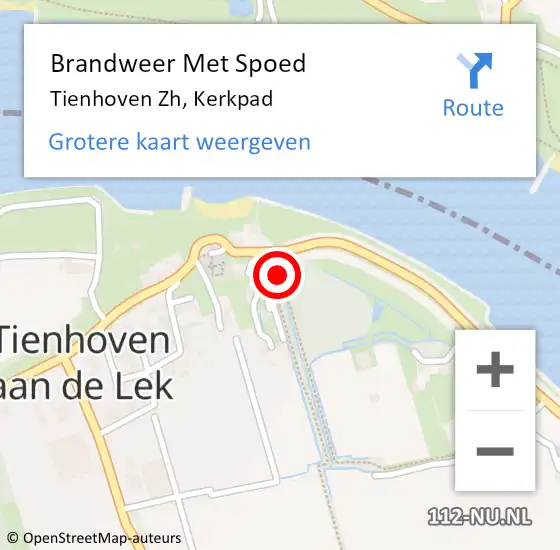 Locatie op kaart van de 112 melding: Brandweer Met Spoed Naar Tienhoven Zh, Kerkpad op 17 maart 2017 11:35