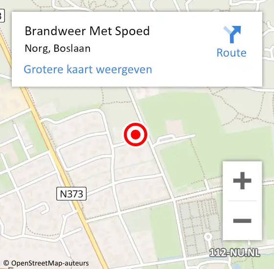 Locatie op kaart van de 112 melding: Brandweer Met Spoed Naar Norg, Boslaan op 17 maart 2017 11:35