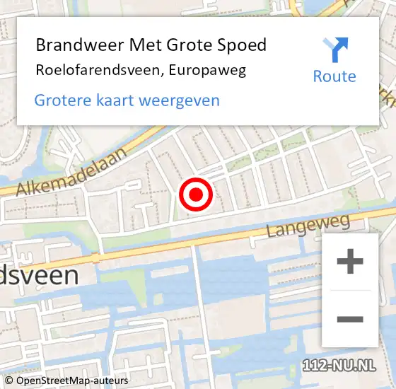 Locatie op kaart van de 112 melding: Brandweer Met Grote Spoed Naar Roelofarendsveen, Europaweg op 17 maart 2017 12:10