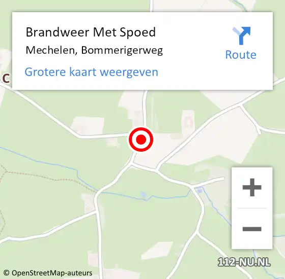 Locatie op kaart van de 112 melding: Brandweer Met Spoed Naar Mechelen, Bommerigerweg op 17 maart 2017 12:17