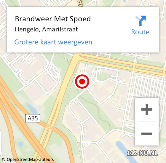 Locatie op kaart van de 112 melding: Brandweer Met Spoed Naar Hengelo, Amarilstraat op 17 maart 2017 12:17