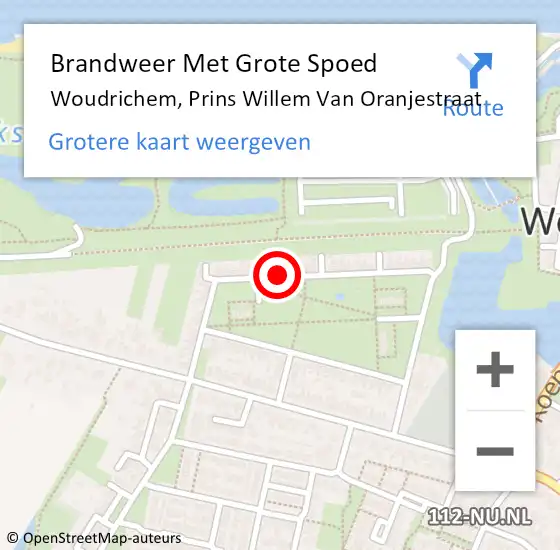 Locatie op kaart van de 112 melding: Brandweer Met Grote Spoed Naar Woudrichem, Prins Willem Van Oranjestraat op 17 maart 2017 12:56