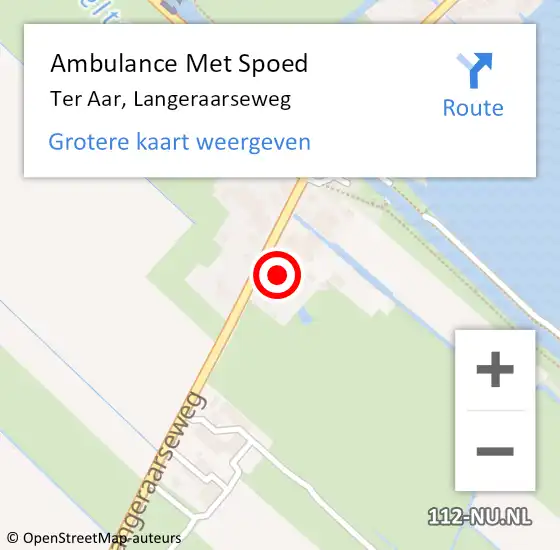 Locatie op kaart van de 112 melding: Ambulance Met Spoed Naar Ter Aar, Langeraarseweg op 17 maart 2017 13:27