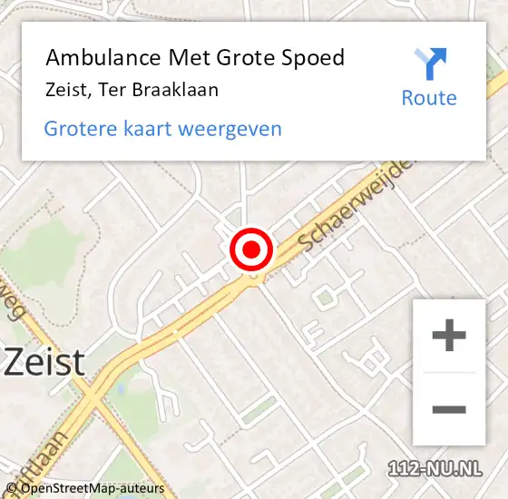 Locatie op kaart van de 112 melding: Ambulance Met Grote Spoed Naar Zeist, Ter Braaklaan op 17 maart 2017 13:39