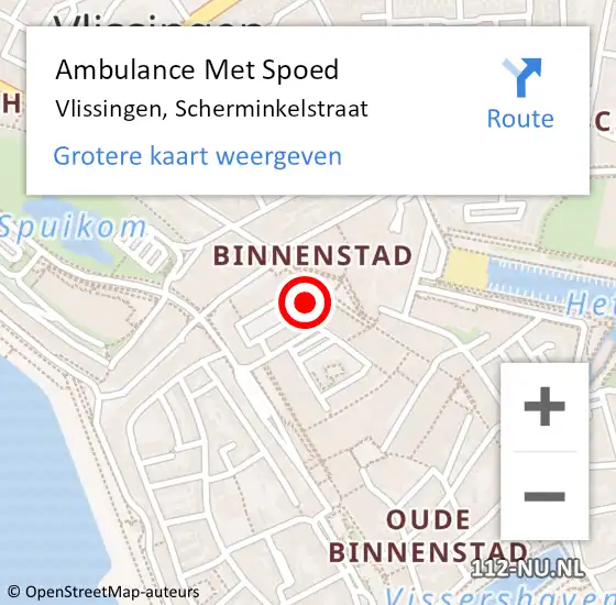 Locatie op kaart van de 112 melding: Ambulance Met Spoed Naar Vlissingen, Scherminkelstraat op 17 maart 2017 13:56