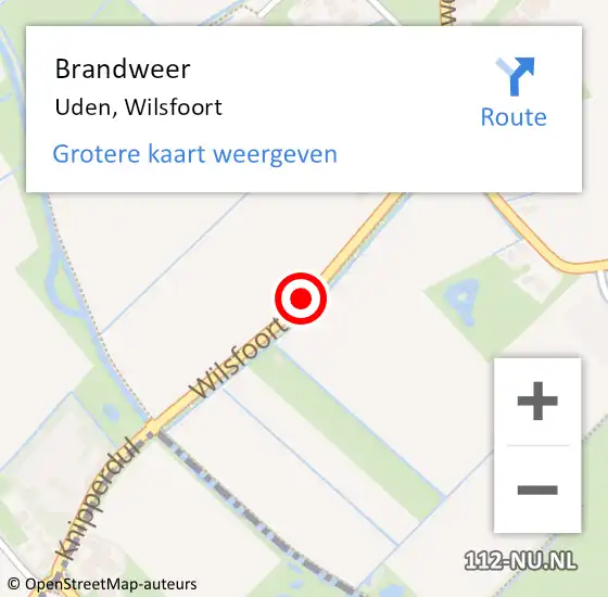 Locatie op kaart van de 112 melding: Brandweer Uden, Wilsfoort op 17 maart 2017 14:24