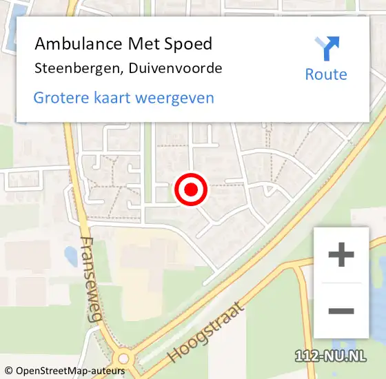 Locatie op kaart van de 112 melding: Ambulance Met Spoed Naar Steenbergen, Duivenvoorde op 17 maart 2017 14:37