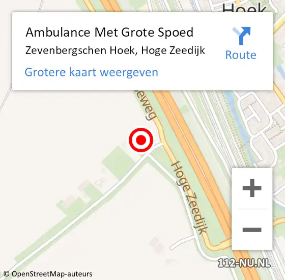 Locatie op kaart van de 112 melding: Ambulance Met Grote Spoed Naar Zevenbergschen Hoek, Hoge Zeedijk op 17 maart 2017 15:29