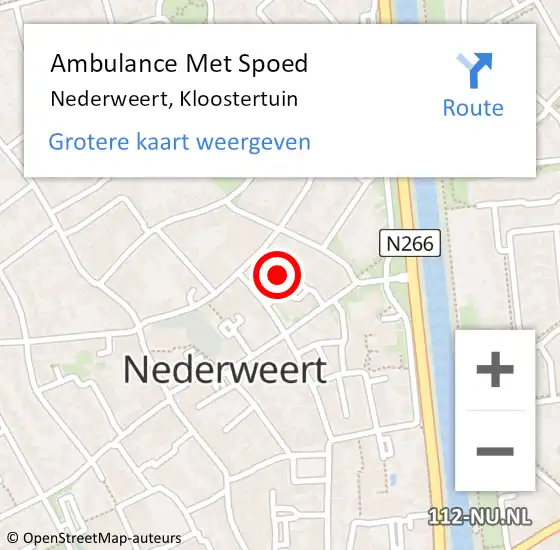 Locatie op kaart van de 112 melding: Ambulance Met Spoed Naar Nederweert, Kloostertuin op 17 maart 2017 15:31