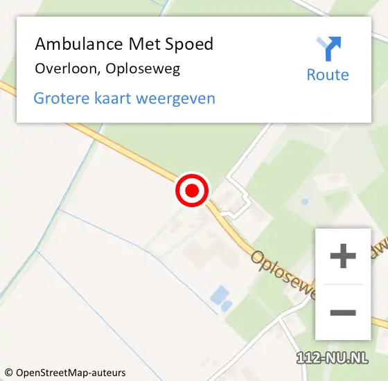 Locatie op kaart van de 112 melding: Ambulance Met Spoed Naar Overloon, Oploseweg op 17 maart 2017 15:37