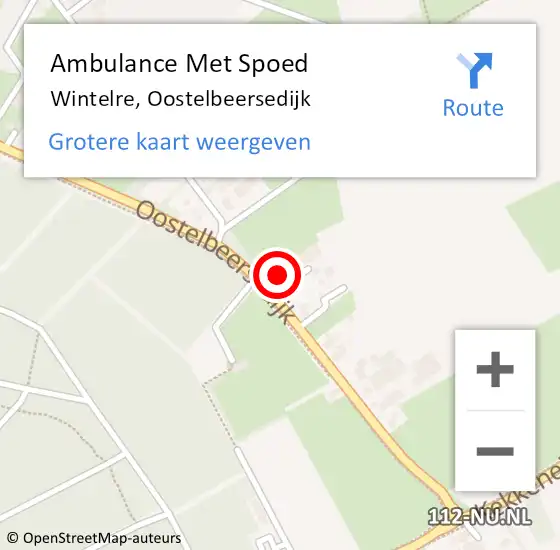 Locatie op kaart van de 112 melding: Ambulance Met Spoed Naar Wintelre, Oostelbeersedijk op 17 maart 2017 15:41
