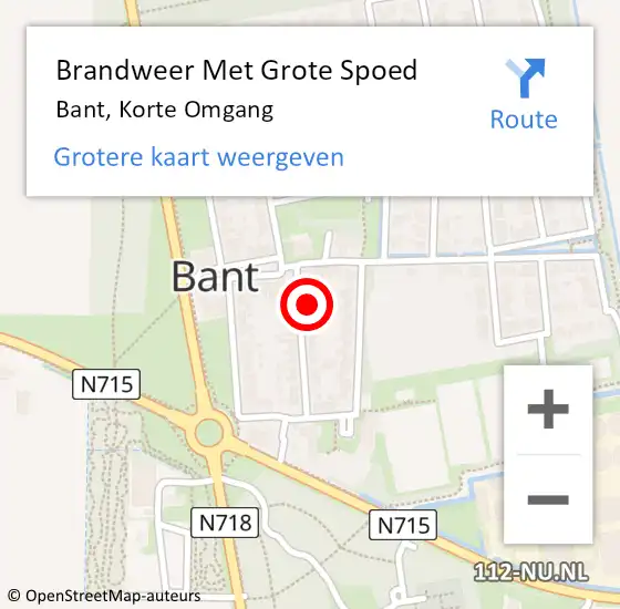 Locatie op kaart van de 112 melding: Brandweer Met Grote Spoed Naar Bant, Korte Omgang op 17 maart 2017 17:44