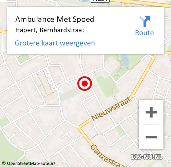 Locatie op kaart van de 112 melding: Ambulance Met Spoed Naar Hapert, Bernhardstraat op 17 maart 2017 18:02