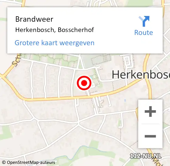 Locatie op kaart van de 112 melding: Brandweer Herkenbosch, Bosscherhof op 17 maart 2017 18:02