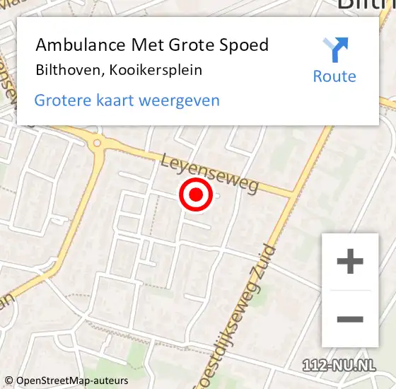 Locatie op kaart van de 112 melding: Ambulance Met Grote Spoed Naar Bilthoven, Kooikersplein op 17 maart 2017 18:27