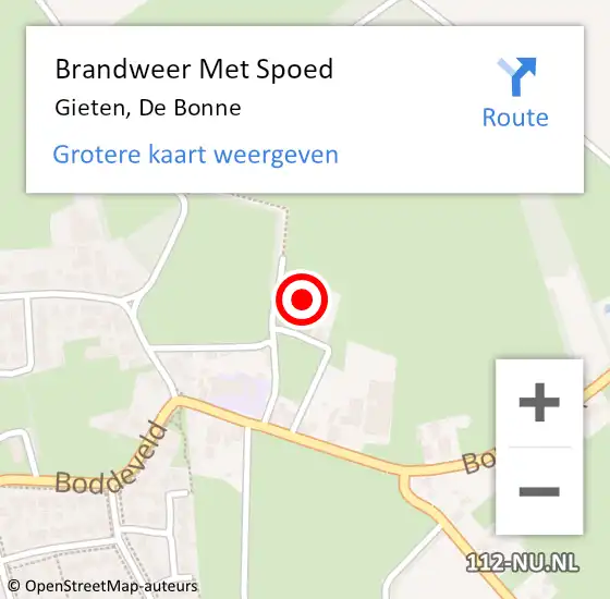 Locatie op kaart van de 112 melding: Brandweer Met Spoed Naar Gieten, De Bonne op 17 maart 2017 18:44