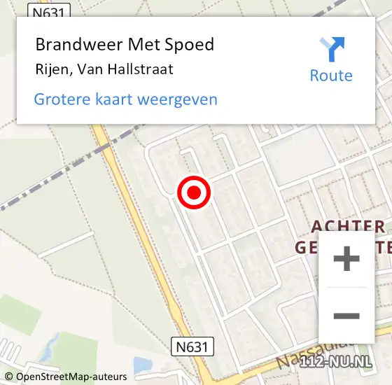 Locatie op kaart van de 112 melding: Brandweer Met Spoed Naar Rijen, Van Hallstraat op 17 maart 2017 19:01