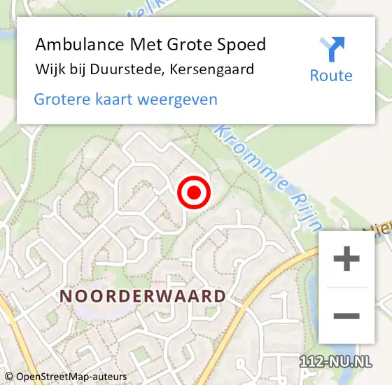 Locatie op kaart van de 112 melding: Ambulance Met Grote Spoed Naar Wijk bij Duurstede, Kersengaard op 17 maart 2017 19:20