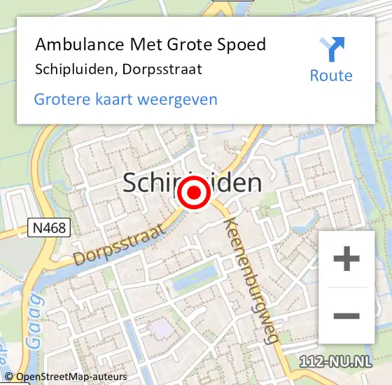 Locatie op kaart van de 112 melding: Ambulance Met Grote Spoed Naar Schipluiden, Dorpsstraat op 17 maart 2017 19:53