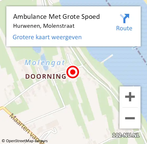 Locatie op kaart van de 112 melding: Ambulance Met Grote Spoed Naar Hurwenen, Molenstraat op 17 maart 2017 20:49