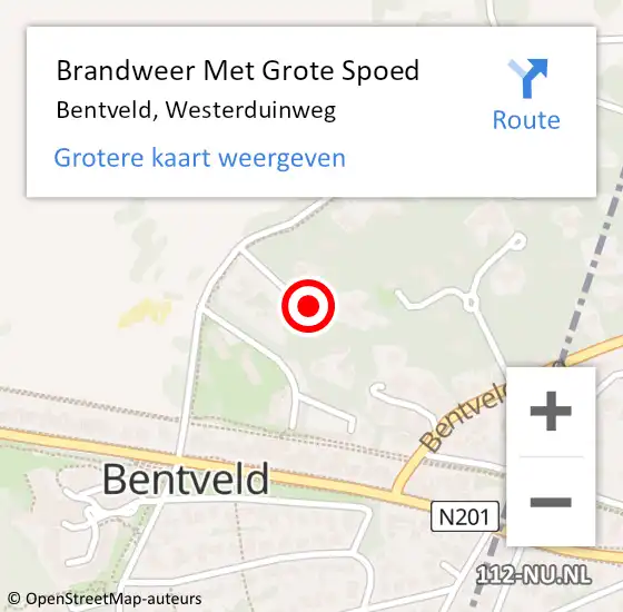 Locatie op kaart van de 112 melding: Brandweer Met Grote Spoed Naar Bentveld, Westerduinweg op 17 maart 2017 22:00