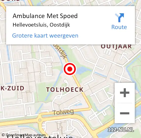 Locatie op kaart van de 112 melding: Ambulance Met Spoed Naar Hellevoetsluis, Oostdijk op 17 maart 2017 22:02