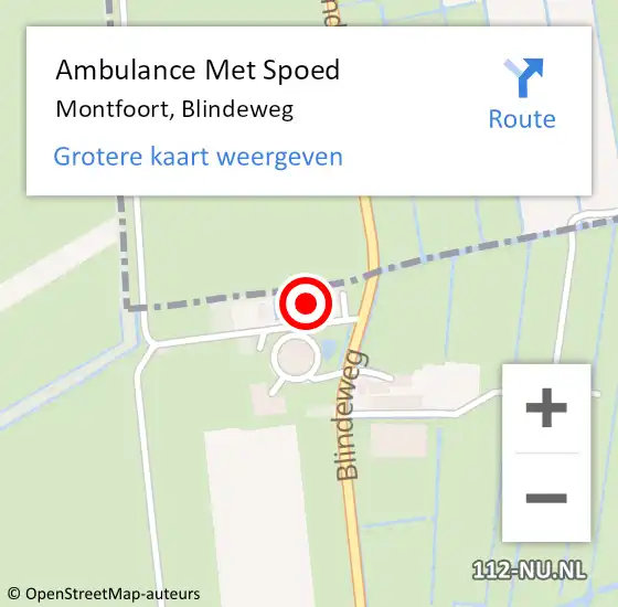 Locatie op kaart van de 112 melding: Ambulance Met Spoed Naar Montfoort, Blindeweg op 18 maart 2017 01:53