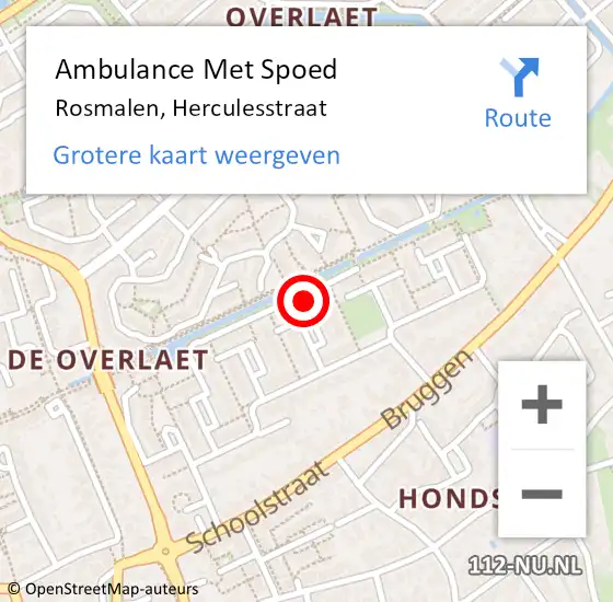 Locatie op kaart van de 112 melding: Ambulance Met Spoed Naar Rosmalen, Herculesstraat op 18 maart 2017 02:59