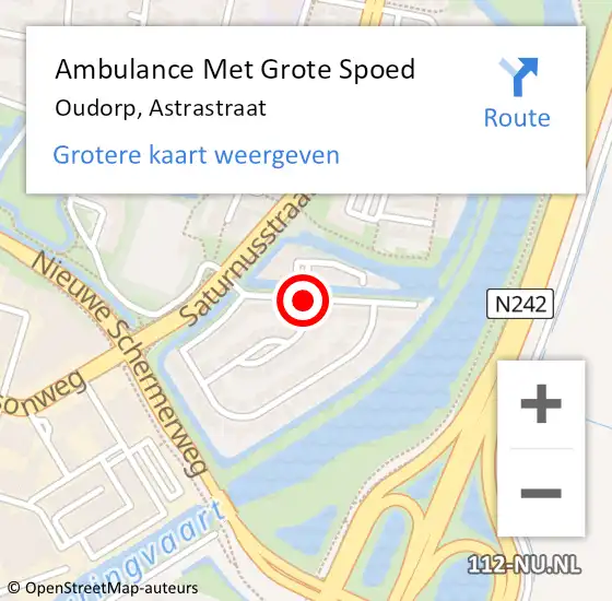 Locatie op kaart van de 112 melding: Ambulance Met Grote Spoed Naar Oudorp, Astrastraat op 18 maart 2017 05:16