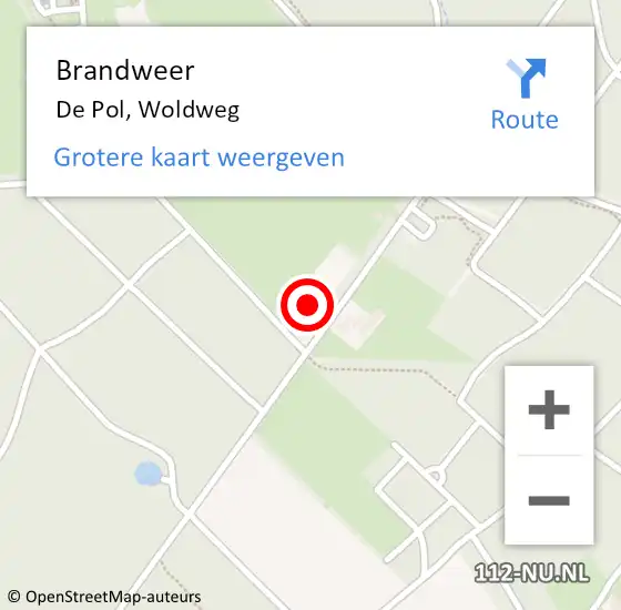 Locatie op kaart van de 112 melding: Brandweer De Pol, Woldweg op 18 maart 2017 06:40